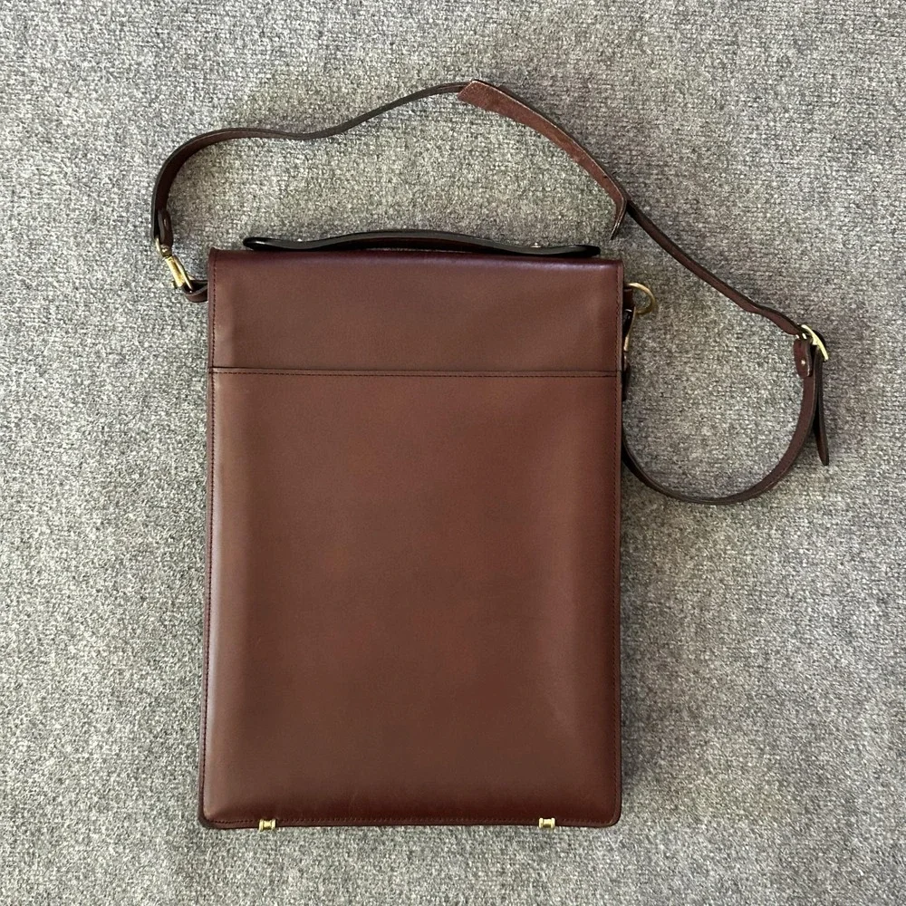 Schlesinger Bag Brown Leather Business Case Shoulder Briefcase Law USA Vintage
